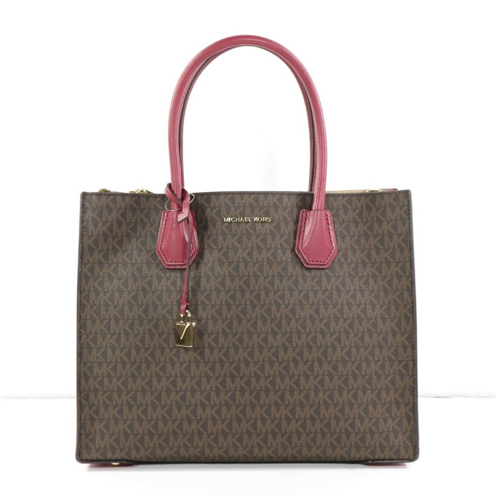 Michael Kors Mercer Leather Tote Mulberry Brown